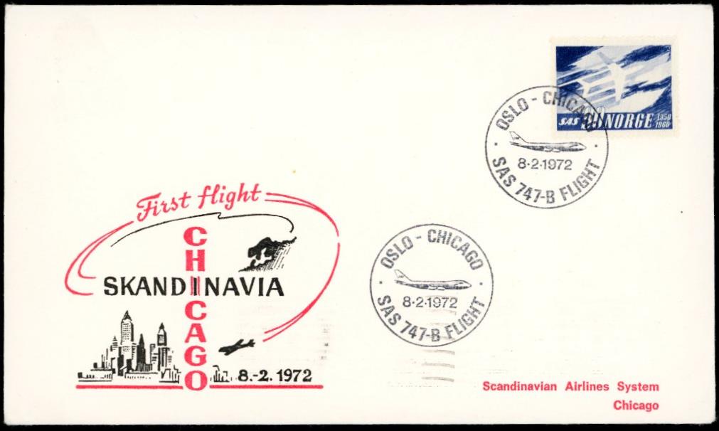 SAS - Skandinavia - Chicago - Første flyvning - 8.2.1972